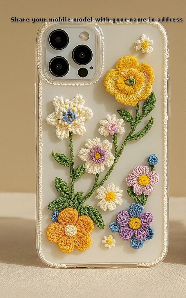 Handmade Crochet Lavender Daisy Phone Case