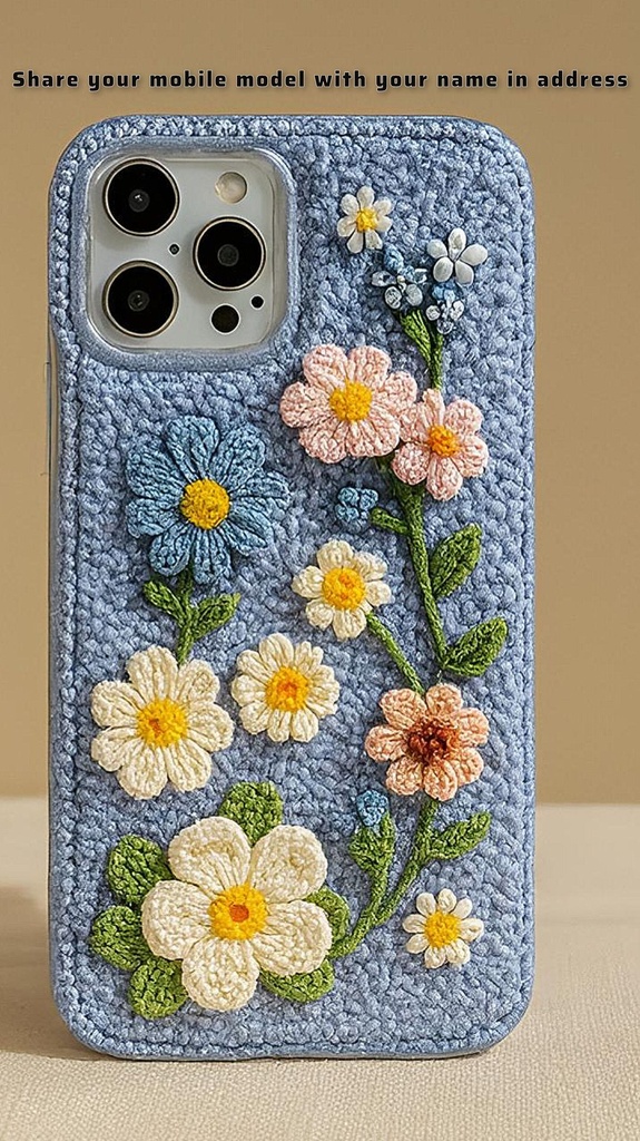 Handmade Crochet Lavender Daisy Phone Case