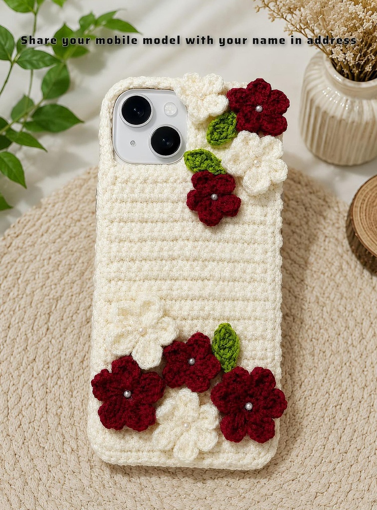 Handmade Crochet Lavender Daisy Phone Case
