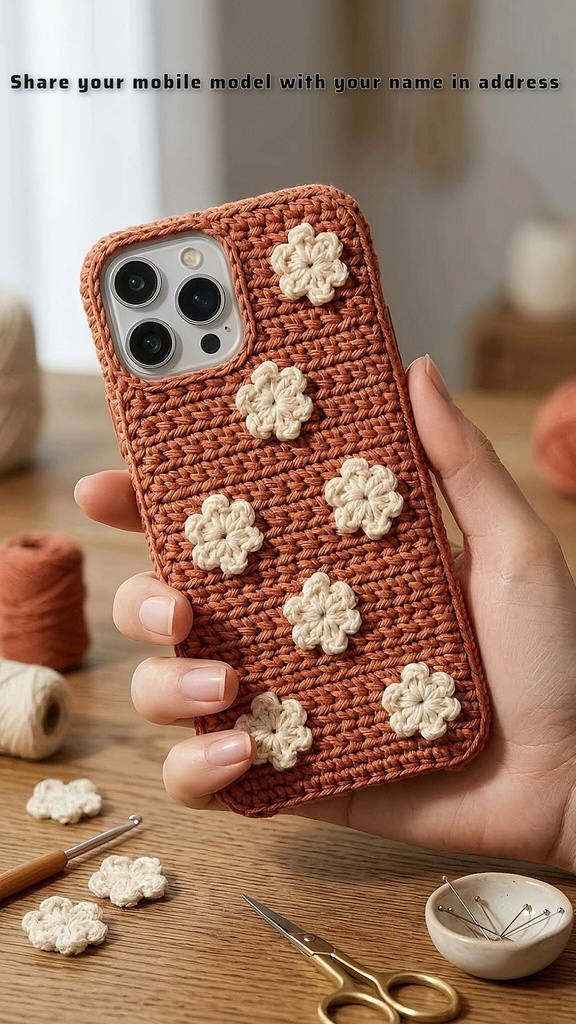 Handmade Crochet Lavender Daisy Phone Case